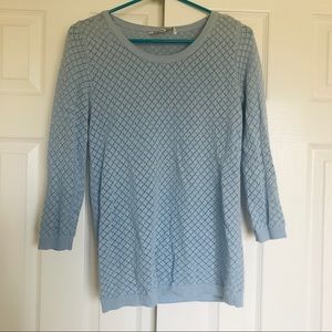 Romantic blue Crochet crew neck sweater